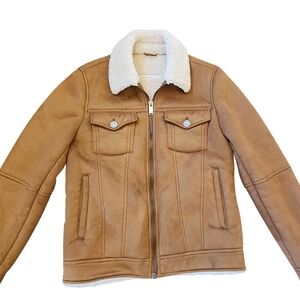 ASOS Tan Sherpa Collar Bomber Jacket